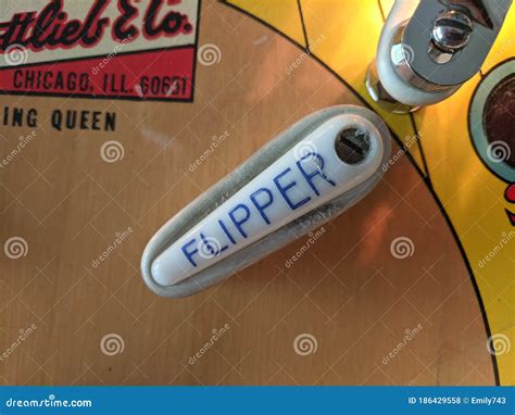 Closeup Of Vintage Pinball Flipper On Bowling Queen Editorial Stock