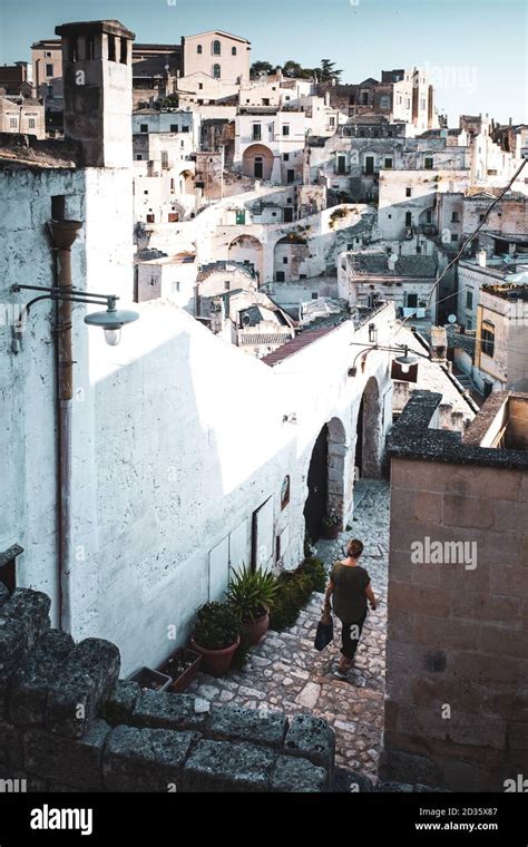 Italy Basilicata Matera Summer Cityscape View Of Sassi Di Matera