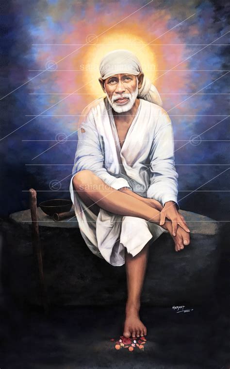 Best Seller Shop Online Saibaba Sitting On Stone Painting Saiartonline