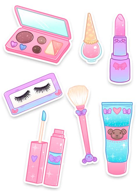 Pastel Makeup Sticker Sheet Desenho De Maquiagem Adesivos Bonitos Adesivos Planejadores