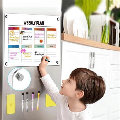 Planning Semaine Magnetique X Cm Acrylique Tableau Magnetique Frigo