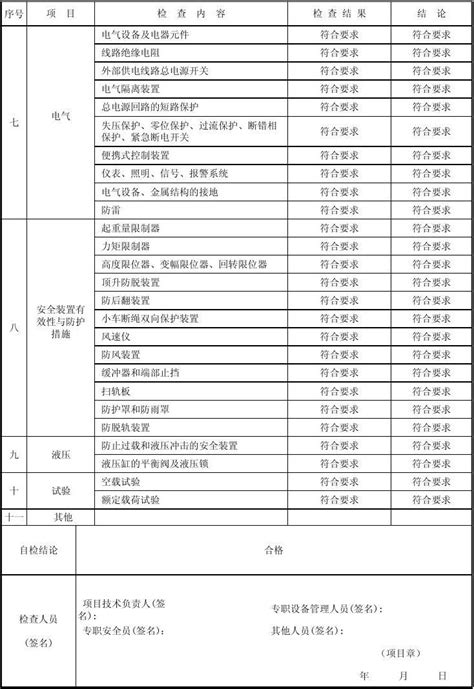 塔式起重机定期自检表word文档在线阅读与下载免费文档