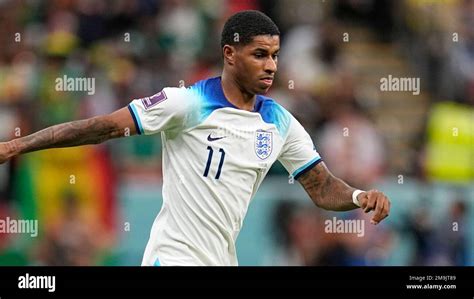 England's Marcus Rashford in action during the World Cup round of 16 ...