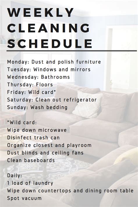 Weekly Cleaning Schedule To Keep The House Clean Just 30 Minutes Or So