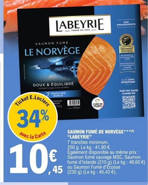 Promo Saumon Fum De Norv Ge Labeyrie Chez E Leclerc