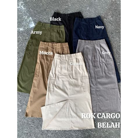 Jual Cargo Skirt Rok Cargo Belah Depan Twill Combed Premium Rok Cargo