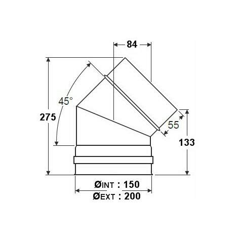 Coude à 45 double paroi isolée Ø int ext 150 200