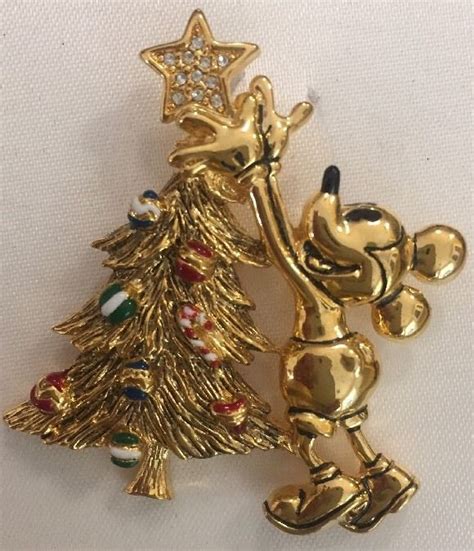 Vintage Disney Napier Enamel Christmas Tree Mickey Mouse Pin Star