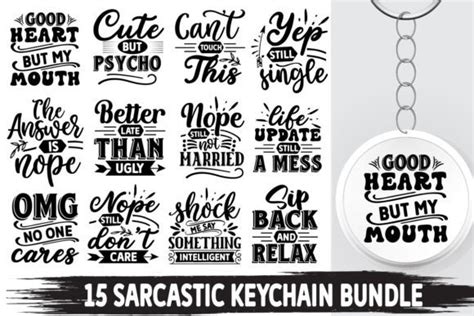 Sarcastic Keychain Svg Bundle Graphic By T Shirt Design Bundle