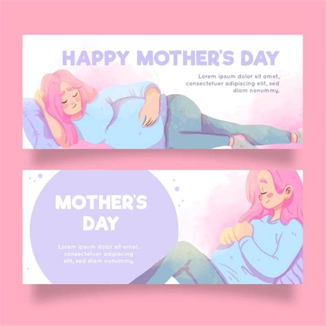 Free Vector Watercolor Mother S Day Horizontal Banners