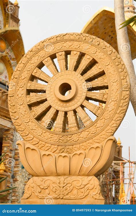 Wheel Of Dharma Texture Or Wheel Of Life Symbol Of Buddhism Stock