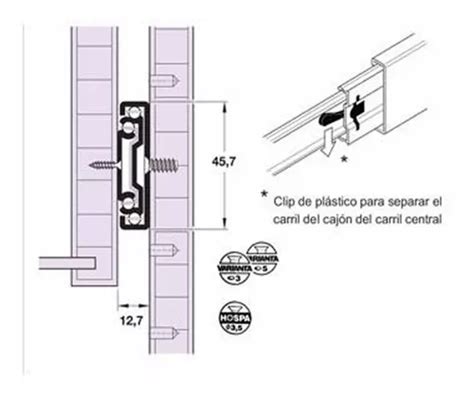 Corredera Telescopica Push Ducasse Reforzada 450mm Cajón Mebuscar