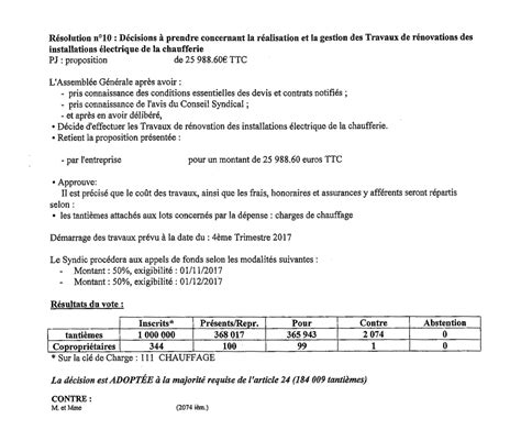 PV D AG Résolution adoptée grande copropriété