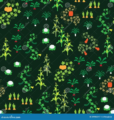 Seamless Vegetable Garden Pattern Stock Vector Illustration Of