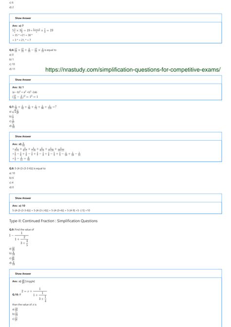 SOLUTION Simplification Questions For Competitive Exams Studypool