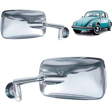 Retrovisor Cromado Fusca Mexicano Inox Lente Branca Lado Direito