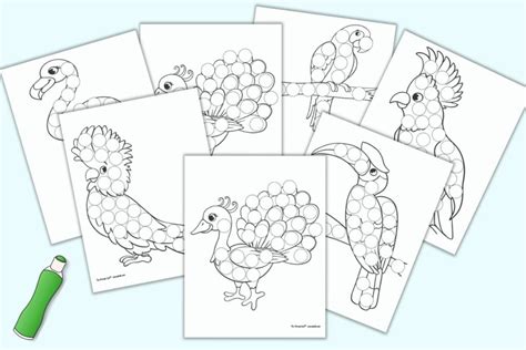 Free Printable Tropical Bird Do a Dot Pages for Toddlers & Preschoolers ...