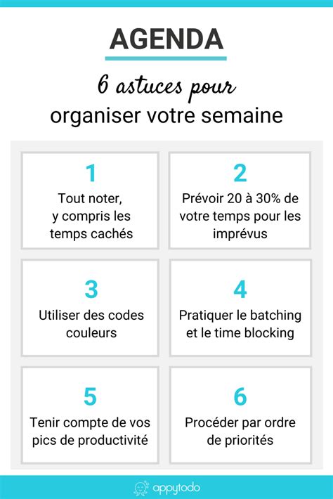 Agenda Astuces Pour Organiser Votre Semaine De Travail Appytodo