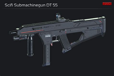 Scifi Submachinegun DT 55 3D 枪支 Unity Asset Store