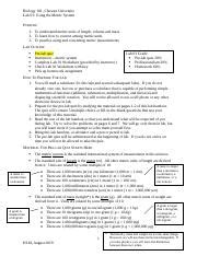 B L Metric System Handout Docx Biology Chowan