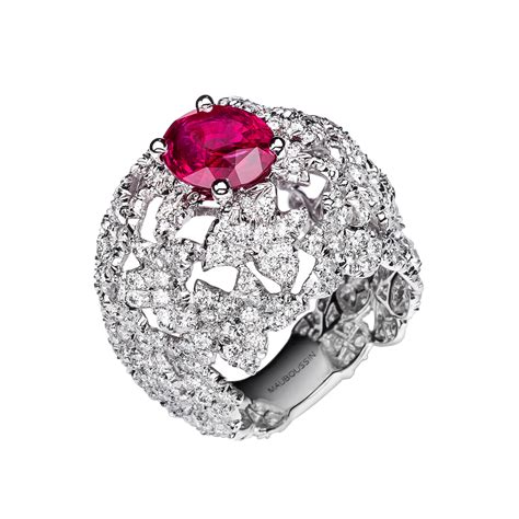 Mauboussin Bague Tellement Sublime Mon Amour Or Blanc Diamants Rubis