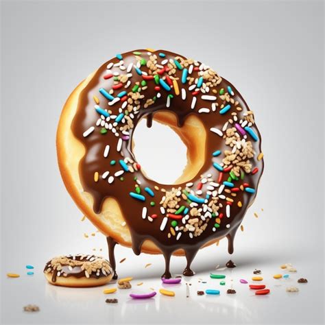 Premium AI Image Chocolate Donut White Background