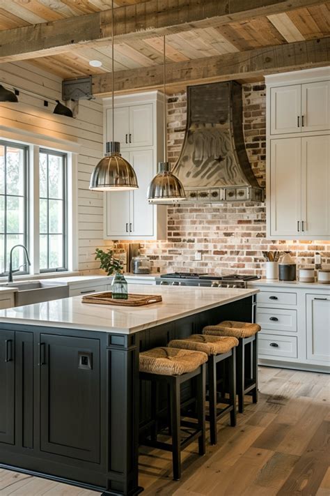 Add Character with a Brick Backsplash in Your Farmhouse Kitchen - Quiet ...