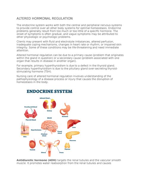 Adult Health Ii Edapt Week Altered Hormonal Regulation The