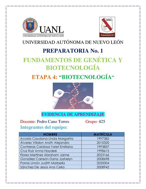 Equipo 3 Evidencia de la Etapa 4 Fundamentos de Genética y