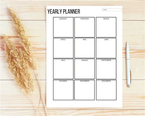 Yearly Planner, Year at a Glance Planner, Planner, Yearly Overview, Business Yearly Planner ...