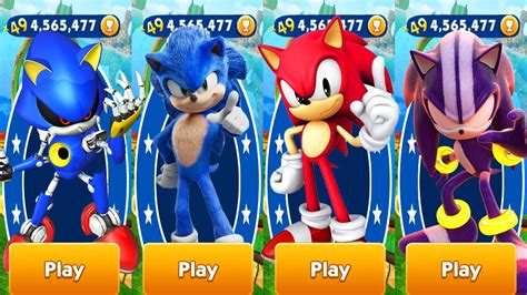 Sonic Dash Red Sonic Vs Metal Sonic Vs Movie Sonic Vs Darkspine Sonic