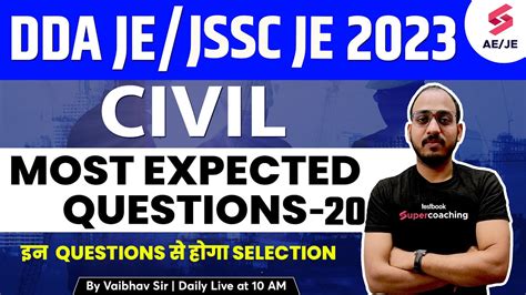 Jssc Je Civil Engineering Most Important Questions Dda Je By