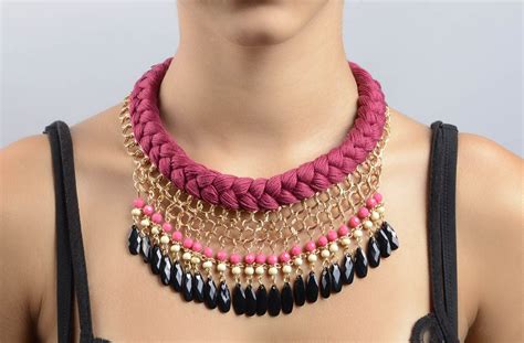 Collar trenzado hecho a mano de hilos bisutería de moda accesorio de