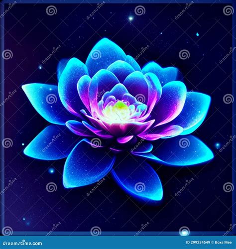 Beautiful Blue Lotus Flower On Dark Background Vector Illustration