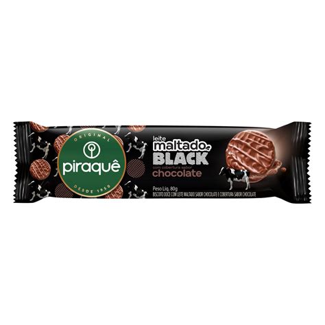 Biscoito Piraque Leite Maltado Black Com Cobertura De Chocolate 80g Pão De Açúcar