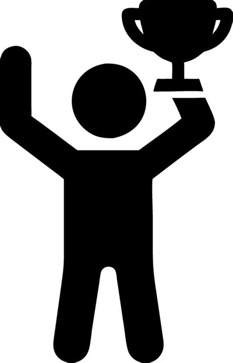 Silhouette Person Celebrating Victory With Trophy Illustration 53547529