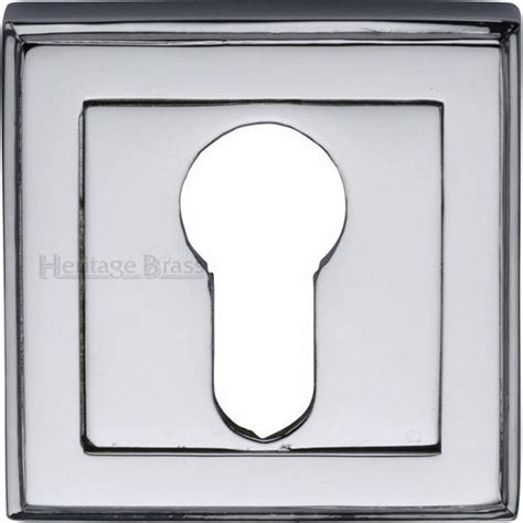 Heritage Brass Euro Profile Cylinder Escutcheon Polished Chrome Finish Silver Escutcheons