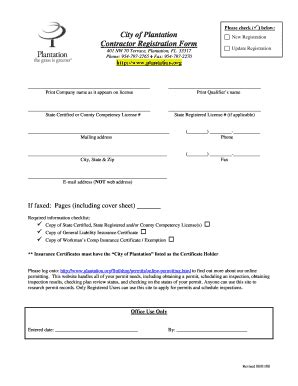 City Of Plantation Contractor Registration Fill Online Printable