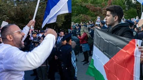 Manifestantes Pro Israel Y Palestina Se Enfrentan Cara A Cara En Nueva