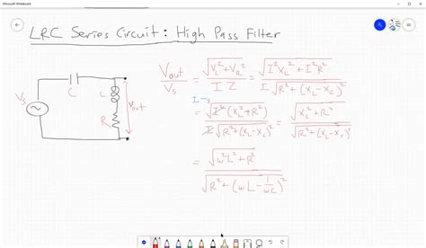 Solved A High Pass Filter One Application Of L R C Series Circuits Is