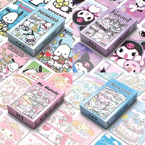 50pcs Box Sanrio Cards Kawaii Hello Kitty Kuromi Melody Cinnamoroll Pochacco Card Collection For