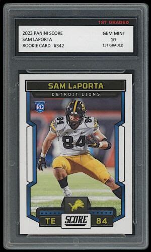 Sam Laporta Panini Score St Graded Nfl Rookie Card Rc Detroit