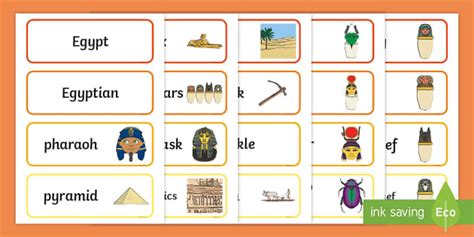 Ancient Egypt Vocabulary Word Card Resource Teacher Made