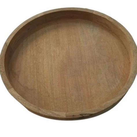 Natural Finish Brown Wooden Round Serving Tray, For Restaurants, Size ...