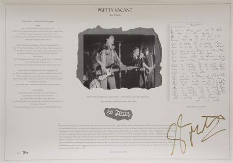 Glen Matlock Sex Pistols Autographed Pretty Vacant Poster Signed