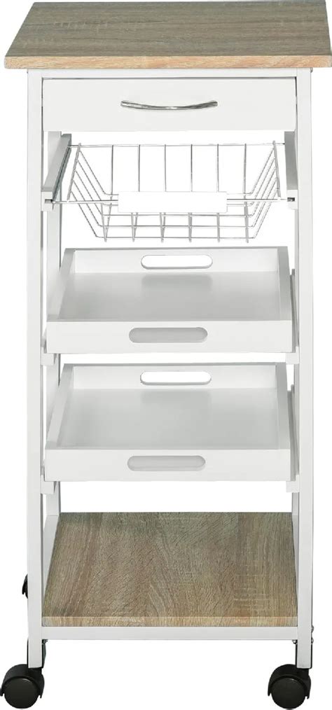 DecHome Carrello Da Cucina Salvaspazio In Legno Bianco 37x37x82 Cm