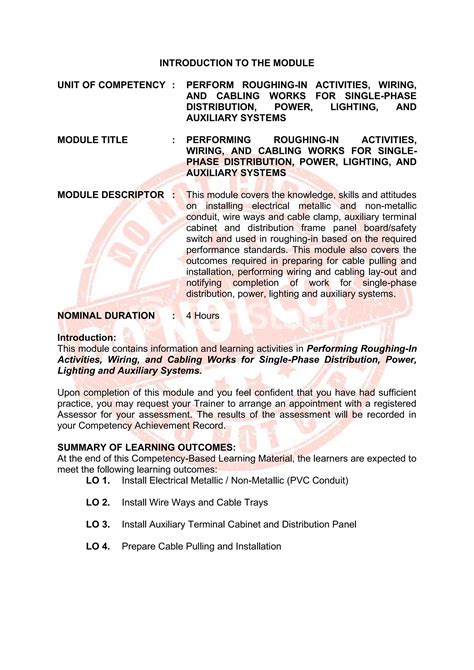 ELECTRICAL INSTALLATION AND MAINTENANCE NC II CBLM PDF