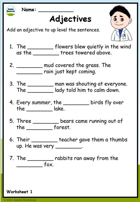 Adjective Phrases Worksheet For Grade 4 Adjectiveworksheets Net