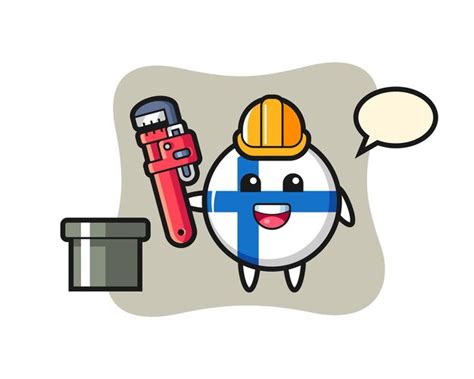 Premium Vector Character Illustration Of Finland Flag Badge As A Plumber