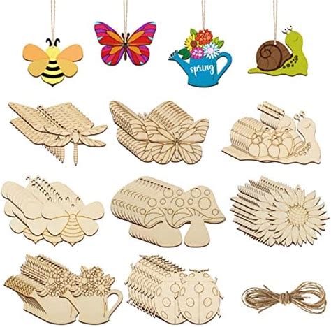 Amazon 80PCS Wooden Spring Ornaments To Paint 8 Styles DIY Blank